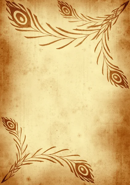 stock image Old paper background with peacock feather motifs