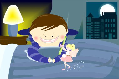 Tooty fairy with a boy clipart