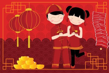 Chinese New Year celebration clipart
