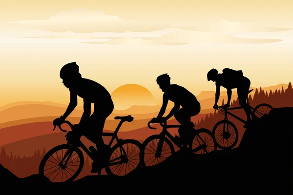 Mountainbikecyklister — Stock vektor