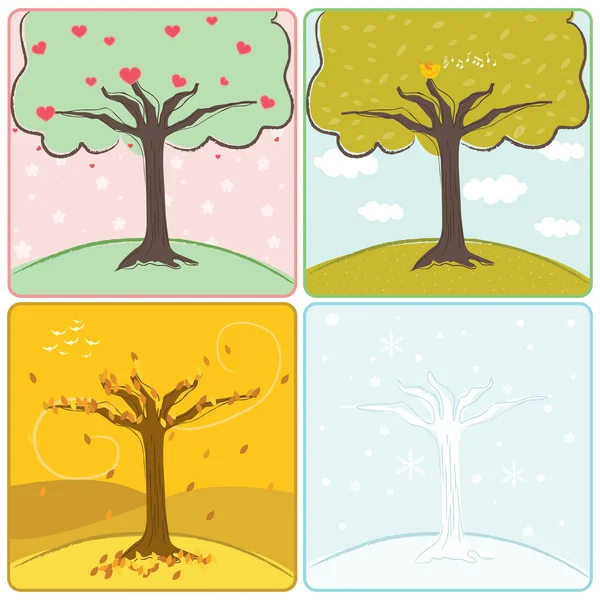 4 계절 나무 — 스톡 벡터