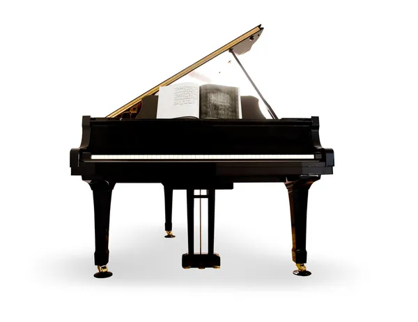 Na białym tle fortepian — Zdjęcie stockowe