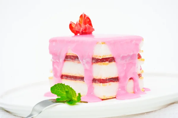 Small cakes with a pink icing — Stock Photo, Image