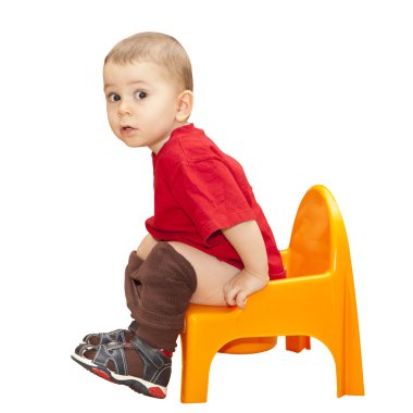 A boy sitting on the pot clipart