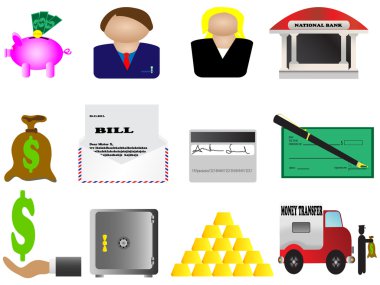 Finance and banking icons set clipart