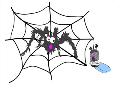 Spider and fly clipart