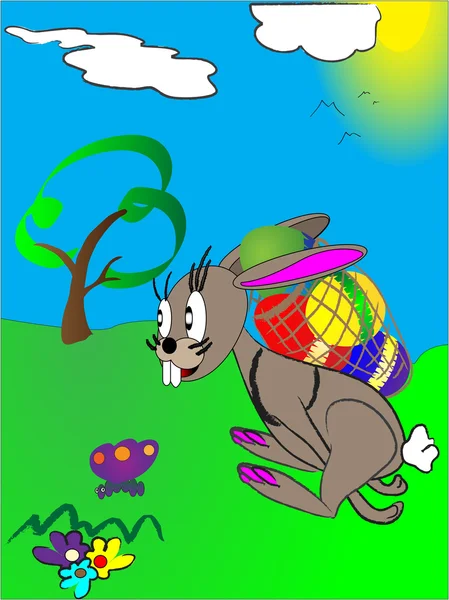 复活节彩蛋复活节兔 — 图库矢量图片