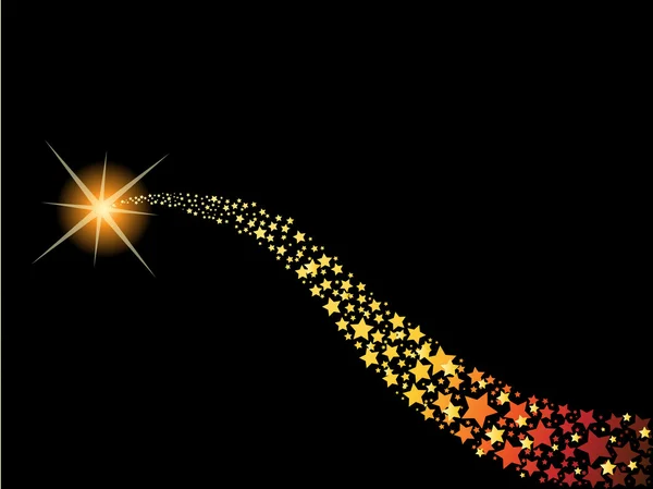 Star çekim altın alev alev yanan kuyruklu yıldız — Stok Vektör