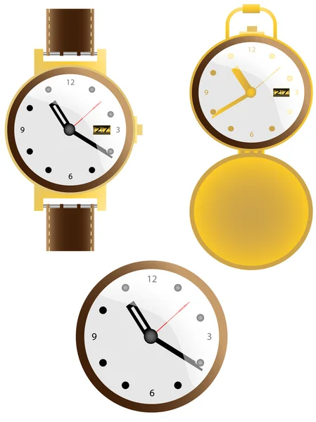 Set van verschillende horloges — Stockvector