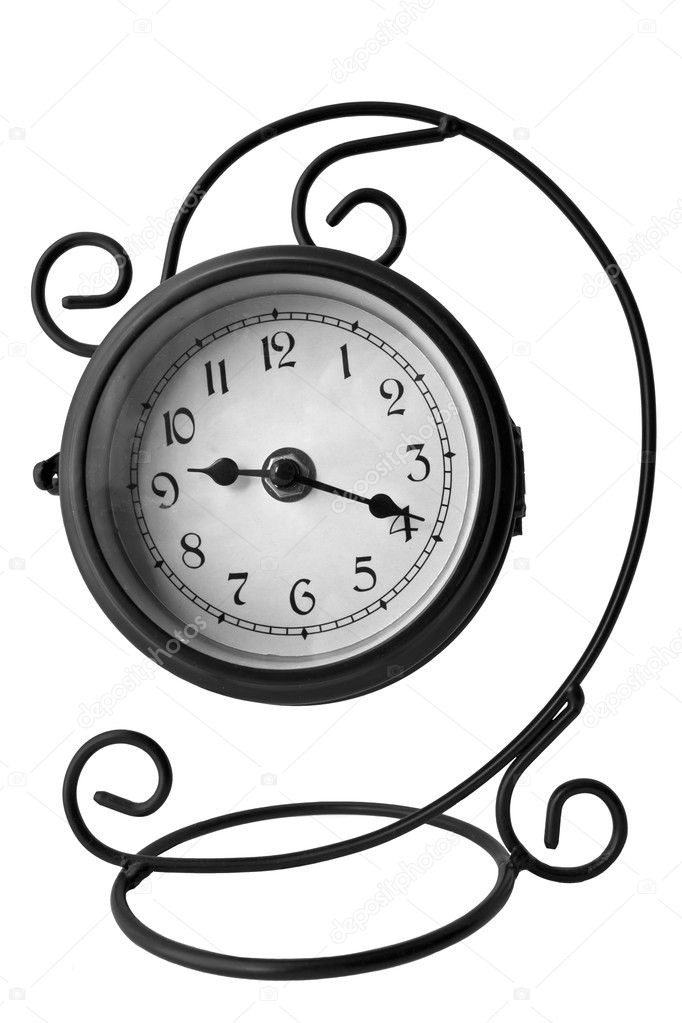 Vintage clock,isolated on the white background
