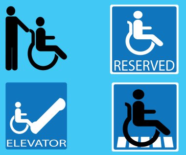 Handicap blue signs set clipart