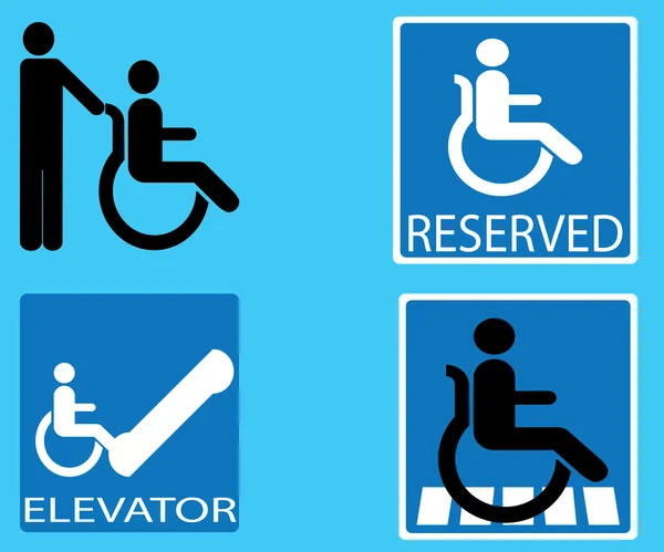 Ensemble de panneaux bleus Handicap — Image vectorielle