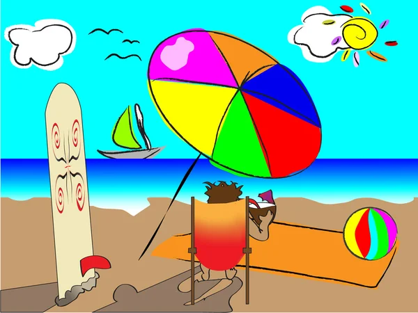Surfař na pláži — Stockový vektor