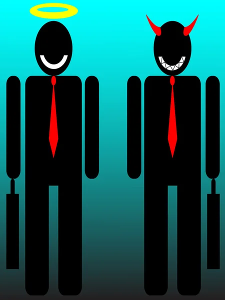 Avatar homem de negócios, anjo e diabo, avatares homem de negócios — Vetor de Stock