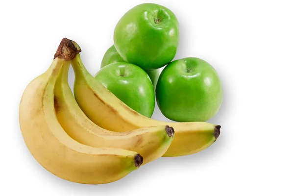 Reife Bananen und Äpfel — Stockfoto