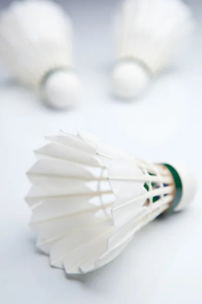 stock image Badminton shuttlecocks on white (color toned image)