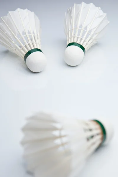 stock image Badminton shuttlecocks on white (color toned image)