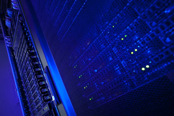 Server rack cluster in a data center (shallow DOF; color toned i — Stock Photo, Image