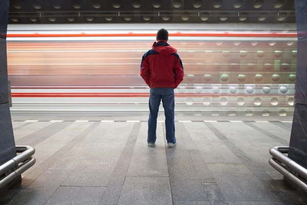 Subway station (motion blurred & color toned image) — Stock Photo, Image