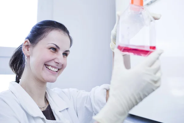 Retrato de uma pesquisadora fazendo pesquisa em um laboratório (cor t — Fotografia de Stock