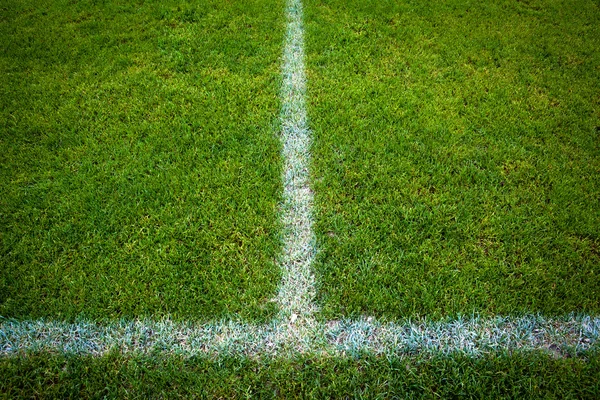Concepto de terrenos deportivos - Campo de fútbol / fútbol (imagen tonificada en color — Foto de Stock