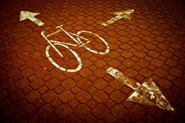 stock image Urban traffic concept - bike/cycling lane in a city