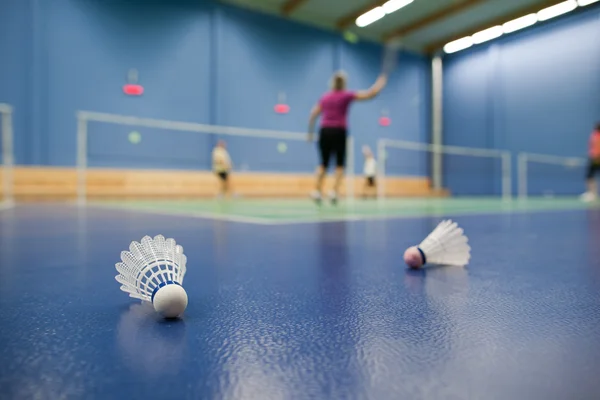 Badminton - terrains de badminton avec des joueurs en compétition ; navette — Photo