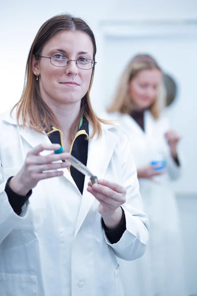 Två kvinnliga forskare som bedriver forskning i kemi/bioc — Stockfoto