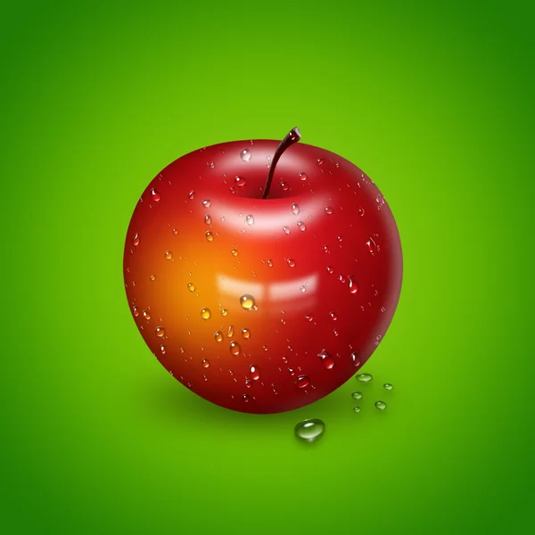 Red Apple with water drops — Stock Photo, Image