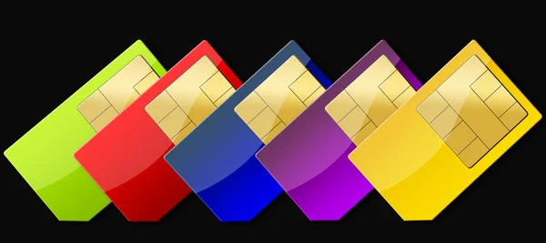 SIM-CARD ON BLACK BACKGROUND Stock Picture