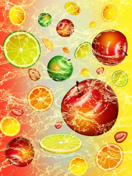 Tapeta s čerstvým ovocem — Stock fotografie