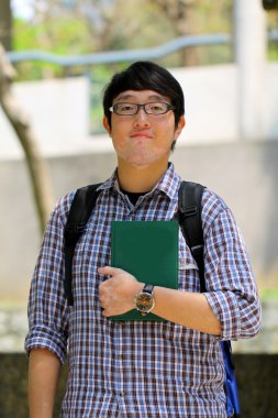 Asian university student boy clipart