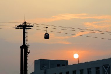 Tianmen Shan cable car silhouette clipart