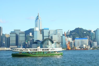 Hong Kong harbour and star ferry clipart