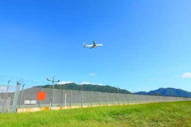 uçak fly çimenler üzerinde gün zaman