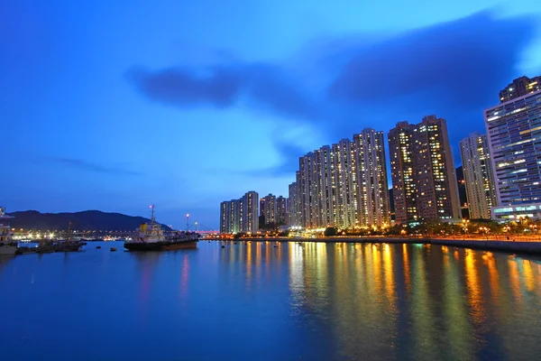 Hong Kong night view in downtown area — Stock Photo, Image