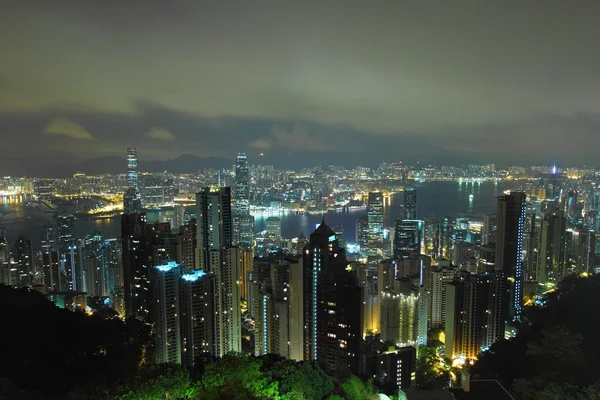 Χονγκ Κονγκ στο μέσα στη νύχτα — Φωτογραφία Αρχείου