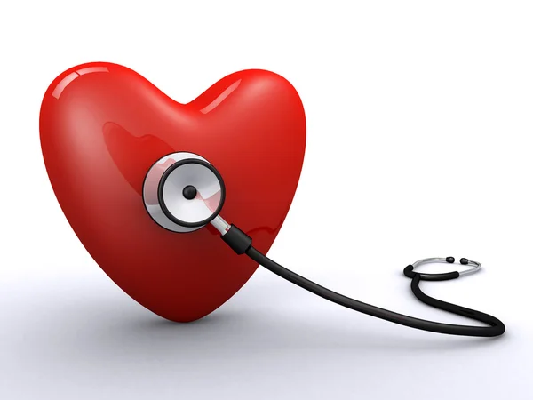 Сердце и стетоскоп — стоковое фото