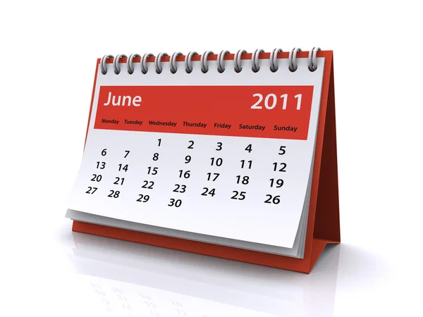Июнь 2011 календарь — стоковое фото