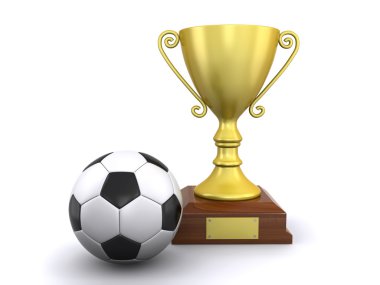 Futbol topu ve bir kupa