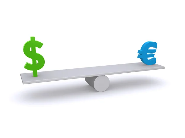 Dollar/euro seesaw — Stock Photo, Image