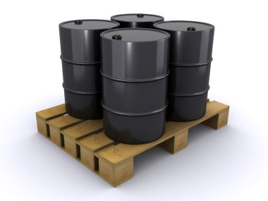 Barrels on a wooden pallet clipart