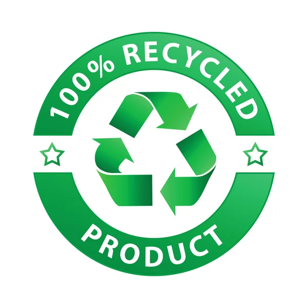 100% gerecycleerde productlabel — Stockvector