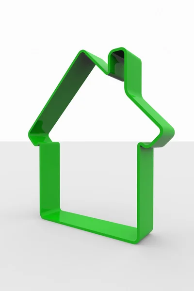 Green 3D sign of house. 3D rendering image. — Stock Photo, Image
