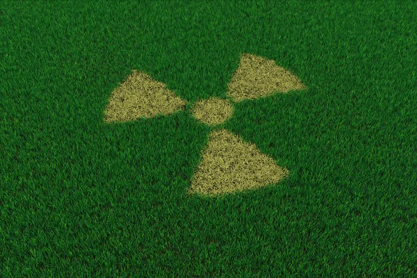 Simbolo di radiazione da paglia su erba verde — Foto Stock