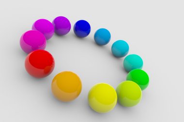 Circle of colorful balls on surface clipart