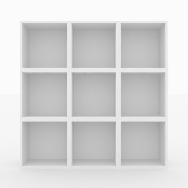Boş beyaz bookshelf