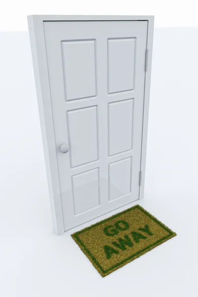 Door with a GO AWAY mat — Stock Photo, Image