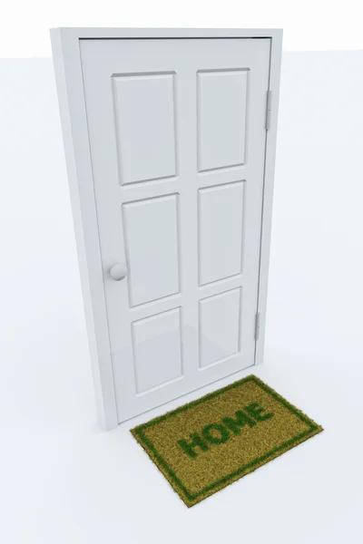 Door with a HOME mat — Stock Photo, Image