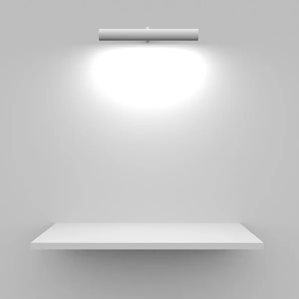 Mensola bianca vuota con lampada — Foto Stock